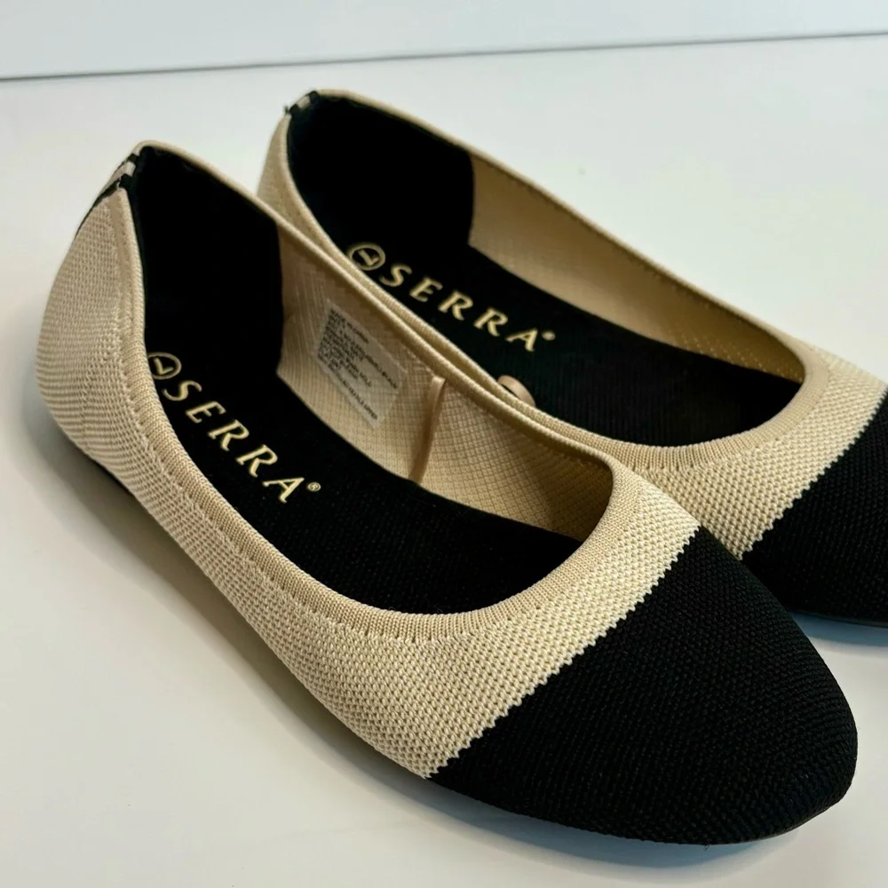 Serra Tan & Black Two Tone Comfort Stretch Fabric Ballet Flats Size‎ 7M